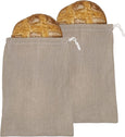 Reusable Linen Loaf Bags - 100% Linen - Set of 2 - Washable Bread Bags (12 x 16 inches) Artisan Bread, Fresh Produce Drawstring Storage Bags