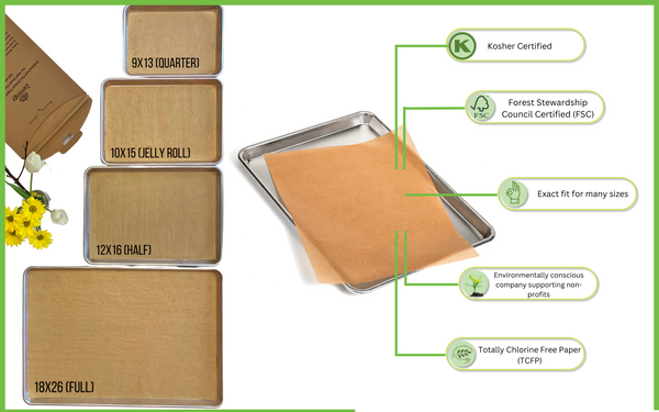 Zenlogy 9x13 (100 Pcs) Unbleached Parchment Paper Baking Sheets - Exact Fit for