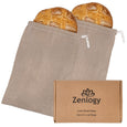 Reusable Linen Loaf Bags - 100% Linen - Set of 2 - Washable Bread Bags (12 x 16 inches) Artisan Bread, Fresh Produce Drawstring Storage Bags