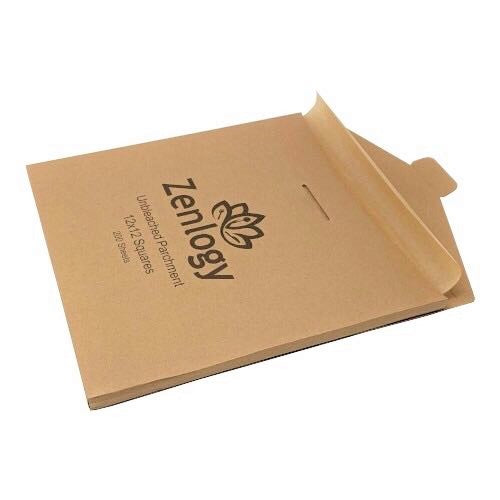 Unbleached 12x12 Parchment Paper Squares (200 sheets) Exact Fit for Zenlogy