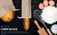Reusable Linen Bread Bags - 100% Linen Washable - Combo Set of 2 - Loaf Bag  (12 x 16 inches) and Baguette Bag (20 x 6 inches) Artisan Bread, Fresh Produce Drawstring Storage Bags