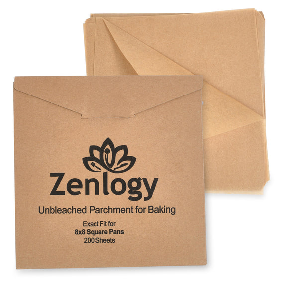 Unbleached 8x8 Parchment Paper Squares (200 sheets) - Exact Fit for 8x –  Zenlogy