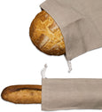 Reusable Linen Bread Bags - 100% Linen Washable - Combo Set of 2 - Loaf Bag  (12 x 16 inches) and Baguette Bag (20 x 6 inches) Artisan Bread, Fresh Produce Drawstring Storage Bags
